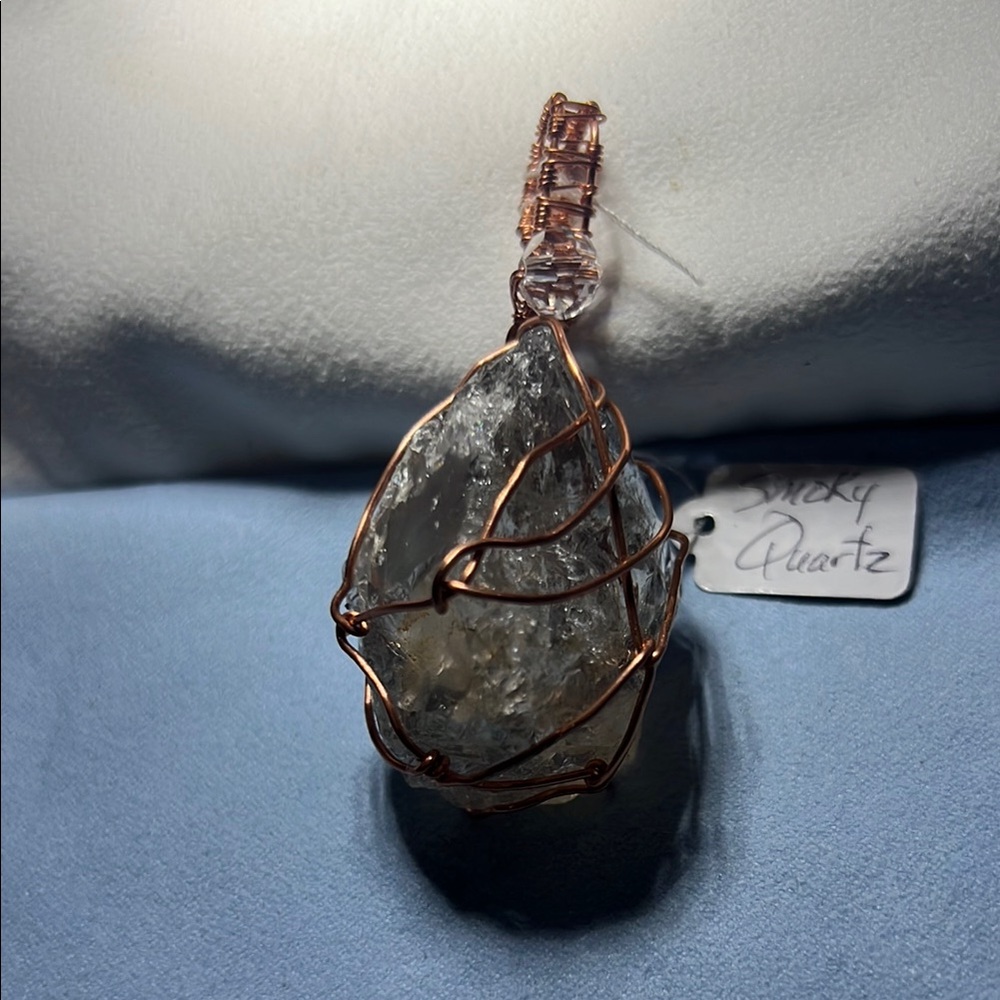 Smoky Quartz Pendant with Copper Wire Wrap